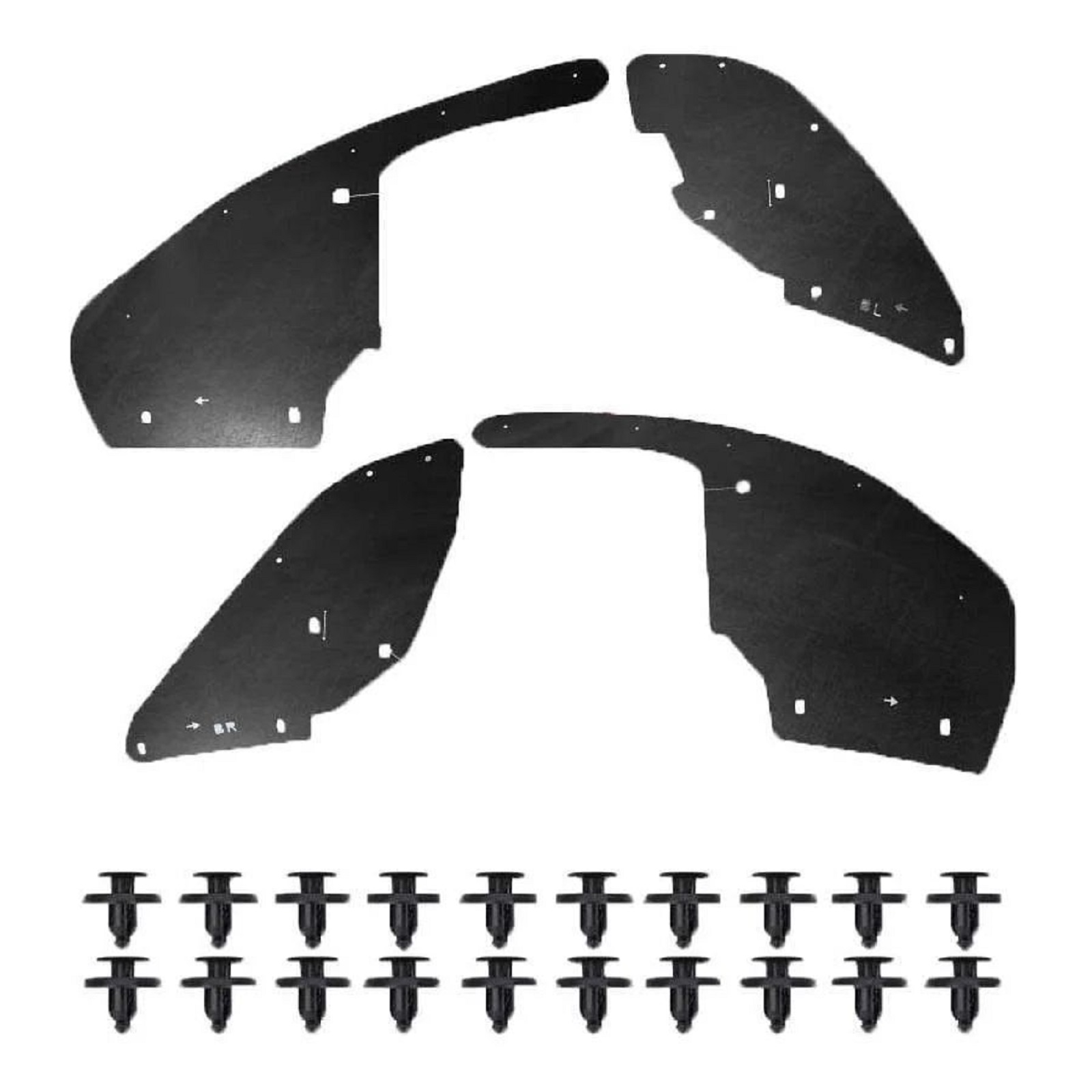 58224aaa-0411-4a90-ba28-8fd7a19b12a3 Комплект посиленого брудозахисту моторного відсіку з набором кліпс для Mitsubishi L200 (2005-2014) - Зображення 1