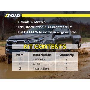 Комплект офроудних пильників задньої арки з набором кліпс для Toyota Hilux G8 (2015-т.ч.)