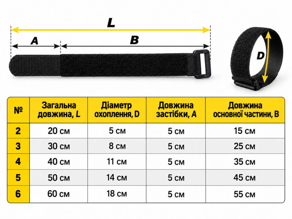 Універсальний хомут-стяжка / компресійна стропа XRoad на липучці Velcro